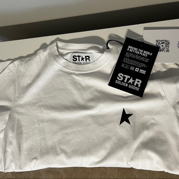 NWT Womens Golden Goose White & Black Tee sz L - Picture 2 of 2